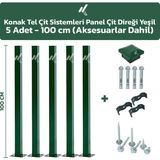 KONAK TEL ÇİT SİSTEMLERİ 5 ADET PANEL ÇİT DİREĞİ 100 CM AKSESUARLAR DAHİL - Yeşil