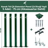 Konak Tel Çit Sistemleri 5 Adet Panel Çit Direği 75 cm Aksesuarlar Dahil - Yeşil