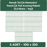 Konak Tel Çit Sistemleri 5 Adet Panel Çit Teli 100 x 250 cm 4 mm Tel Kalınlığı 55 x 150 mm Göz Aralığı - Yeşil