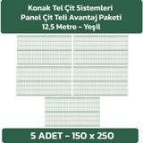 Konak Tel Çit Sistemleri 5 Adet Panel Çit Teli 150 x 250 cm 4 mm Tel Kalınlığı 55 x 150 mm Göz Aralığı - Yeşil