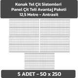 Konak Tel Çit Sistemleri 5 Adet Panel Çit Teli 50 x 250 cm 4 mm Tel Kalınlığı 55 x 150 mm Göz Aralığı - Antrasit