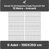 Konak Tel Çit Sistemleri 6 Adet Panel Çit Teli 100 x 250 cm 4 mm Tel Kalınlığı 55 x 150 mm Göz Aralığı - Antrasit