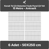 Konak Tel Çit Sistemleri 6 Adet Panel Çit Teli 50 x 250 cm 4 mm Tel Kalınlığı 55 x 150 mm Göz Aralığı - Antrasit