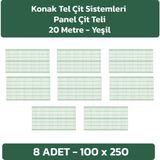 Konak Tel Çit Sistemleri 8 Adet Panel Çit Teli 100 X 250 CM Avantaj Paket - Yeşil