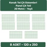 Konak Tel Çit Sistemleri 8 Adet Panel Çit Teli 120 X 250 CM Avantaj Paket - Yeşil