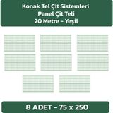 Konak Tel Çit Sistemleri 8 Adet Panel Çit Teli 75x250 Cm Yeşil