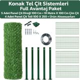 Konak Tel Çit Sistemleri Avantaj Seti Panel Çit+Çim Çit+Direk ve Aksesuarlar 100 cm