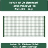 KONAK TEL ÇİT SİSTEMLERİ PANEL ÇİT TAKIM (1 ADET PANEL ÇİT TELİ 75X250 CM + 1 ADET PANEL ÇİT DİREĞİ 75 CM) - Yeşil