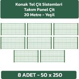 KONAK TEL ÇİT SİSTEMLERİ PANEL ÇİT TAKIM AVANTAJ PAKET YEŞİL 50X250 TAKIM (8 ADET PANEL ÇİT TELİ + 8 ADET PANEL ÇİT DİREĞİ) - 50 x 250 cm
