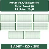 KONAK TEL ÇİT SİSTEMLERİ PANEL ÇİT TAKIM AVANTAJ PAKET YEŞİL (8 ADET PANEL ÇİT TELİ 120X250 CM + 8 ADET PANEL ÇİT DİREĞİ 120 CM) - 120 x 250 cm