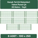 KONAK TEL ÇİT SİSTEMLERİ PANEL ÇİT TAKIM AVANTAJ PAKET YEŞİL(8 ADET PANEL ÇİT TELİ 100X250 CM + 8 ADET PANEL ÇİT DİREĞİ 100 CM) - 100 x 250 cm