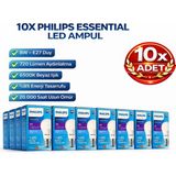Kondel Aydınlatma 10 Adet Philips 8W E27 LED Ampul 6500K Soğuk Beyaz 720 Lümen - 1 - 10 W