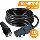Kondel Aydınlatma 10 Metre Siyah Seyyar Uzatma Kablosu Cca 3x2,5 mm Topraklı – Fişli 3’lü Priz Kauçuk