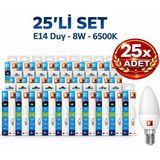Kondel Aydınlatma 25 Adet K2 8W E14 LED Ampul 6500K Soğuk Beyaz 720 Lümen - 1 - 10 W