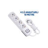 KONDEL AYDINLATMA 4'LÜ ANAHTARLI 10 METRE UZATMA KABLOSU TOPRAKLI 3X1,5 TTR CCA