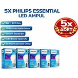 Kondel Aydınlatma 5 Adet Philips 8W E27 LED Ampul 6500K Soğuk Beyaz 720 Lümen