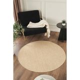 Konfor Halı Sisalux 3083 Bej Yuvarlak Sisal Dokuma Jüt Kilim Hav Toz Vermez Mutfak Oturma Odası Halısı - 160 x 160 cm
