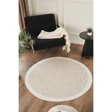 Konfor Halı Sisalux 3085 Bej Krem Yuvarlak Sisal Dokuma Jüt Kilim Hav Toz Vermez Mutfak Oturma Odası Halısı - Bej - Krem - 80 x 80 cm