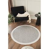Konfor Halı Sisalux 3087 Gri Beyaz Yuvarlak Sisal Dokuma Jüt Kilim Hav Toz Vermez Mutfak Oturma Odası Halısı