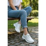 Konfores 1965-273061 Hakiki Deri Anatomik Tabanlı Kadın Sneakers Ayakkabı - NKT01965-BEYAZ-40