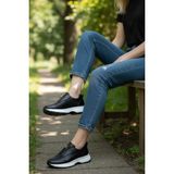 Konfores 1965-273061 Hakiki Deri Anatomik Tabanlı Kadın Sneakers Ayakkabı - NKT01965-SIYAH Beyaz-39 - Siyah - Beyaz