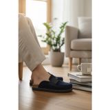 Konfores 2235 İç Dış Hakiki Süet Deri Tam Ortopedik Üst Kalite Ev,Ofis,Misafir,Damat ve Gelin Çeyizlik Terlik - NKT02235-lacivert-40