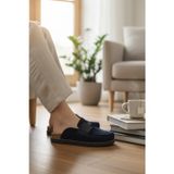 Konfores 2235 İç Dış Hakiki Süet Deri Tam Ortopedik Üst Kalite Ev,Ofis,Misafir,Damat ve Gelin Çeyizlik Terlik - NKT02235-lacivert-44