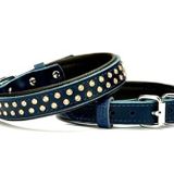 Konforlu Deri Kristal Taşlı Köpek Boyun Tasması 2 x 28-34 cm Mavi