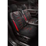 KONFORUM Oto Koltuk Kılıfı Galaxy Serie Nubuk Kumaş Ön Ve Arka Set Siyah Kırmızı Dikiş