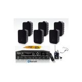 König 6'lı Siyah Hoparlörlü Anfi Ses Sistemi | Mikrofonlu Paket Set