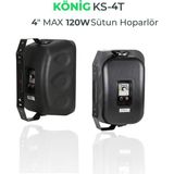 König Ks-4t 4" 120W 100V 10CM 8ohm 2 Yollu Trafolu Sutün Hoparlör Siyah Çiftli