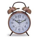 Königswerk Yüksek sesle çan çalar saat pilli, gece lambasıyla çalışır, tik tıklamayan masa, yatak odası, ağır uyuyanlar, yetişkinler, çocuklar için, kırmızı kahverengi