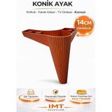 Konik 14 cm Ceviz Mobilya Ayağı Robot Süpürgeye Uyumlu Koltuk Tv Ünitesi Konsol Ayağı