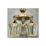 Konik 3Lü - Modern Ve Şık Tasarım Kristal Avize Gold