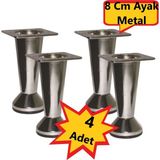 Konik Ayak Krom 8 cm 4 adet (Dolap,Mobilya,Puf Ayağı)(Vidaları Hediye)