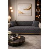 Konik Kırlent Kılıfı Hediyeli 170X210 Cm Pamuklu Koltuk Örtüsü Antrasit