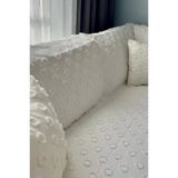 Konik Kırlent Kılıfı Hediyeli 170X210 Cm Pamuklu Koltuk Örtüsü Krem