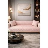 Konik Kırlent Kılıfı Hediyeli 170X210 Cm Pamuklu Koltuk Örtüsü Pudra