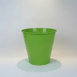 Konik Metal Saksı & Vazo - 23 cm Dekoratif Çok Amaçlı Renkli Çiçeklik (23×23/16 cm) (Fıstık Yeşili)