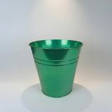 Konik Metal Saksı & Vazo - 23 cm Dekoratif Çok Amaçlı Renkli Çiçeklik (23×23/16 cm) (Transparan Yeşil)