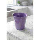 Konik Metal Saksı & Vazo - 23 cm Dekoratif Çok Amaçlı Renkli Çiçeklik (23X23/16 Cm) - Mor