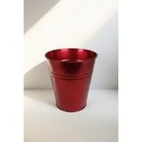 Konik Metal Saksı & Vazo - 25 cm Dekoratif Çok Amaçlı Renkli Çiçeklik (25X23/15 Cm) - Kırmızı