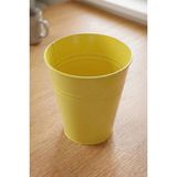 Konik Metal Saksı & Vazo - 25 cm Dekoratif Çok Amaçlı Renkli Çiçeklik (25X23/15 Cm) - Sarı