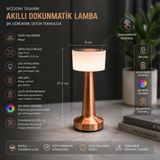 Konikra Bronz Bakır Kablosuz Masa Lambası Dokunmatik Şarjlı LED MasaÜstü Aydınlatma Hediyelik Ofis