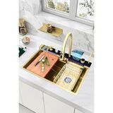 Konk Tools Premium Gold Akıllı Mutfak Evyesi- 75x46 Cm Çok Fonksiyonlu- Lüx Dijital Akıllı Eviye Seti Altın