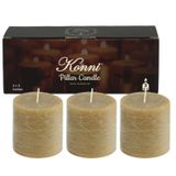 KONNI Mum Sarı Sütunlu Mumlar 3'lü Set, 3 "x 3" Kokusuz Sütun Mumlar Toplu, 30 Saat Uzun Yanan Mumlar, Dumansız ve Damlatmayan Büyük Yuvarlak Mum Düğün, Ev Dekorasyonu, Partiler, Kaplıcalar, Akşam