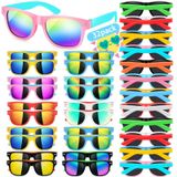 KONP 32Pack Çocuk Neon Güneş Gözlüğü UV400 Korumalı Erkek ve Kız Çocukları için, Çok renkli