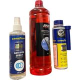 Konsantre Cam Suyu 1 Litre, Dizel Enjektör Temizleyici 300 ml ve Buğu Önleyici Sprey Takım Seti - Siyah