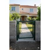 KONSEP BAHÇE KAPISI PANEL ÇİT KAPI ÜSTEN MANDALLI 100 CM X100 CM YEŞİL RENK TEL GÖZ ARALIĞI 5X15CM PEVRAZLI