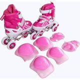 Konsep Can Sport Ayarlabilir Frenli Işıklı Alıştırma Pateni ve Koruma Seti Pembe - Pembe - Beyaz - 34 - 37